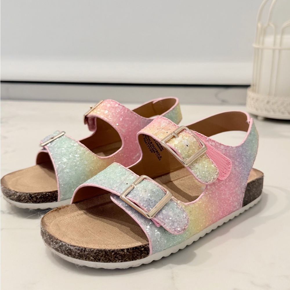 Cat & Jack Glitter Sandals - Pink and Green